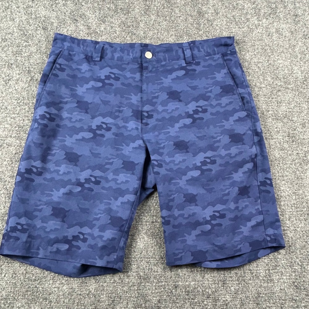 Peter Millar Shorts Mens‎ 34 Blue Camo Crown Sport Performance Golf Activewear